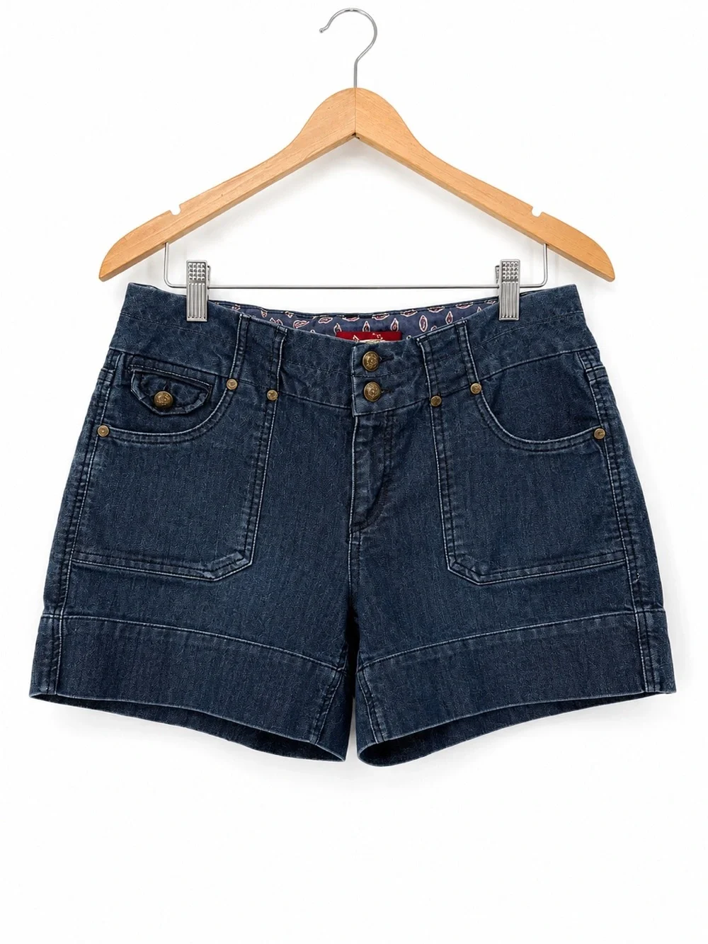 One 5 One Dark Wash Denim Shorts Womens Size 8 Low Rise Utility